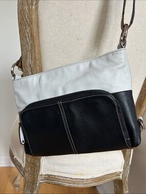 Two-Tone Black & White Leather Crossbody Bag